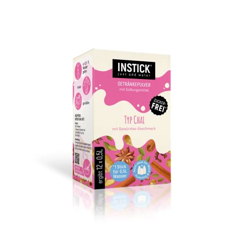 INSTICK Zuckerfreies Instant-Getränk für Milchprodukte (Typ Chai) - 1 Packung für 12 x 0,5 L - Ideal für Milch, Joghurt, Skyr, Quark- Vegan & Kalorienarm von INSTICK just add water
