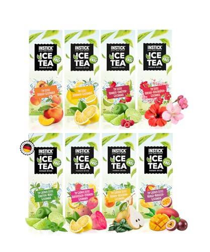 INSTICK Ice Tea | Zuckerfreies Instant-Getränk - Eistee Bundle L - 8x12 Sticks - 1 Stick für 1,5-2,5 L | Getränkepulver - vegan, kalorienarm, mit Vitamin C, aromatisiert von INSTICK just add water