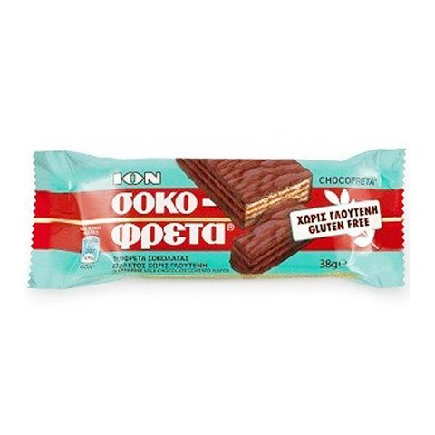 Chocofreta with Chocolate Covered Wafers Gluten Free, 20x38g / Ίον Σοκοφρέτα Χωρίς Γλουτένη 38gr von iOn