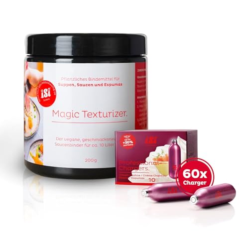 iSi - Magic Texturizer Saucenbinder + 60 Stück Professional Charger Sahnekapseln für Sahnespender - veganes, geschmacksneutrales Bindemittel für ca. 10 Liter Suppen & Saucen - Made in Austria iSi - Magic Texturizer Saucenbinder + 60 Stück Professional Charger Sahnekapseln für Sahnespender - veganes, geschmacksneutrales Bindemittel für ca. 10 Liter Suppen & Saucen - Made in Austria von ISI