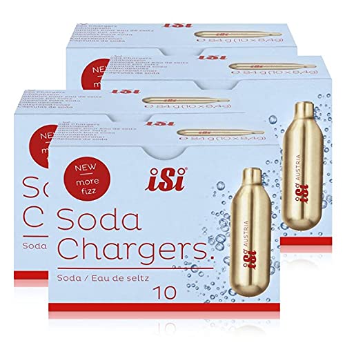 iSi Soda Chargers Sodakapseln 10 Kapseln - Für sprudelndes Wasser 84g (4er Pack) von ISI