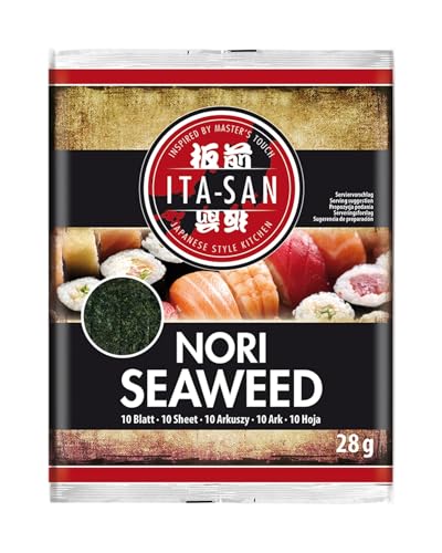 ITA-SAN Nori Algenblätter, ganze Blätter, getrockneter und gerösteter Seetang, ideal für Sushi, vegan, halal, glutenfrei (120 x 2,8 g) von ITA-SAN