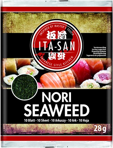 ITA-SAN Nori Algenblätter, ganze Blätter, getrockneter und gerösteter Seetang, ideal für Sushi, vegan, halal, glutenfrei (120 x 2,8 g) von ITA-SAN