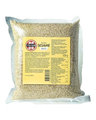ITA-SAN Sesamsaat weiß, geröstet, für asiatische Gerichte oder als Topping für Salate und Müsli, 1 x 500 g ITA-SAN Sesamsaat weiß, geröstet, für asiatische Gerichte oder als Topping für Salate und Müsli, 1 x 500 g von ITA-SAN