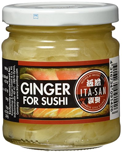 ITA-SAN weißer Ingwer für Sushi, im Glas, vegan, halal, glutenfrei (6 x 190 g) von ITA-SAN