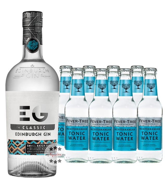 Edinburgh Gin & 8 x Fever-Tree Mediterranean Tonic Water (43 % Vol., 2,3 Liter) von Ian Macleod Distillers