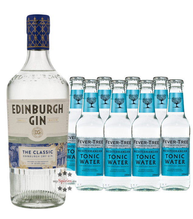 Edinburgh Gin & 8 x Fever-Tree Mediterranean Tonic Water (43 % Vol., 2,3 Liter) von Ian Macleod Distillers