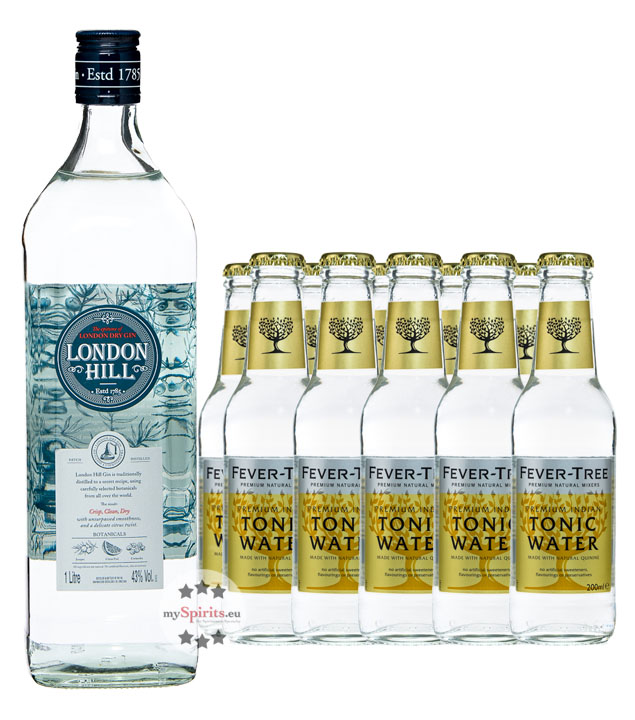 London Hill Dry Gin & 10 x Fever-Tree Indian Tonic Water (43 % Vol., 3,0 Liter) von Ian Macleod Distillers