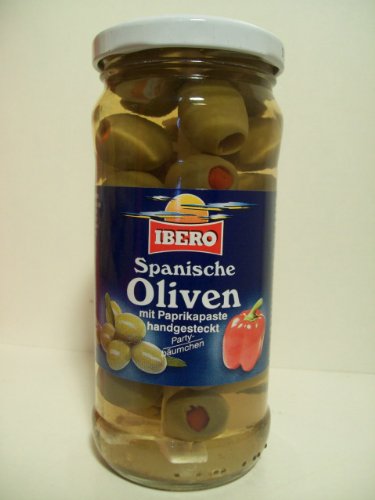 Ibero Spanische grüne Oliven mit Paprikapaste, Partybäumchen 230 g von Ibero
