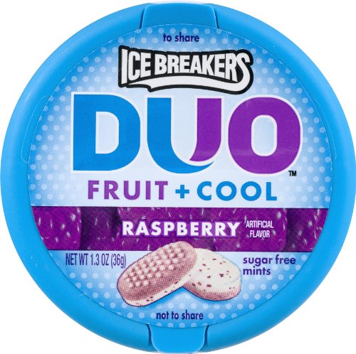 ICE BREAKERS Duo Fruit & Cool Raspberry Zuckerfreie Minzbonbons 1 x 36 g Dose American Import von Ice Breakers