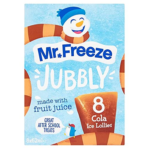 Mr Freeze Ice Lolly Jubbly Freeze Pops Geschmack Combo aus 1 x Cola 8 x 62 ml, 1 x Orange 8 x 62 ml, 1 x Erdbeere 8 x 62 ml, geeignet für Vegetarier Koscher von Ice lollies
