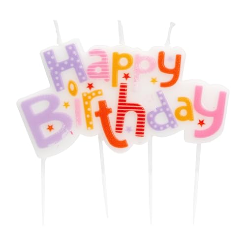 Partykerze Happy Birthday lila/rosa (1 Stk) von Idena