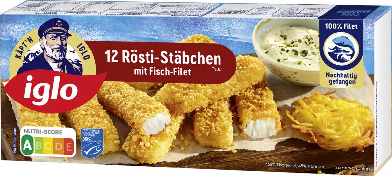 Iglo Rösti-Stäbchen mit Fisch-Filet Iglo Rösti-Stäbchen mit Fisch-Filet von Iglo