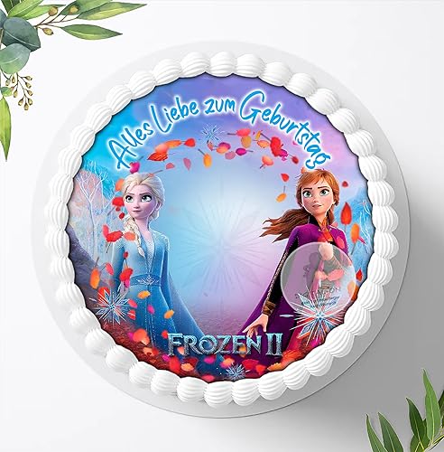Für den Geburtstag ein Tortenbild-Wunschname, Zuckerbild mit dem Motiv: Frozen Die Eiskönigin, Essbares Foto für Torten, Tortenbild, Tortenaufleger Ø 20cm - Super Qualität, 0250w (0250-0w) von Ihr Onlineshop Digital-on 24