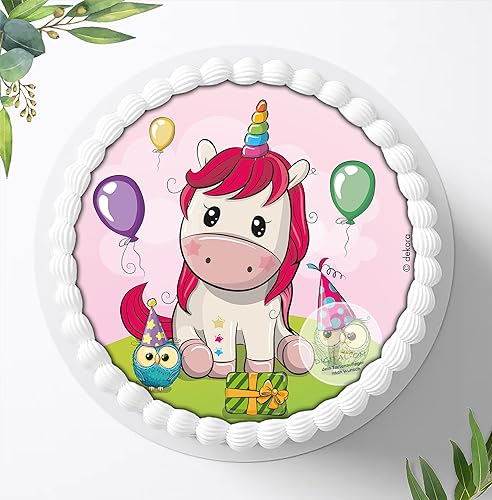 Für den Geburtstag ein Zuckerbild, Oblate mit dem Motiv: Einhorn, Essbares Foto für Torten, Tortenbild, Tortenaufleger Ø 20 cm 00009-E (Oblatenpapier) von Ihr Onlineshop Digital-on 24