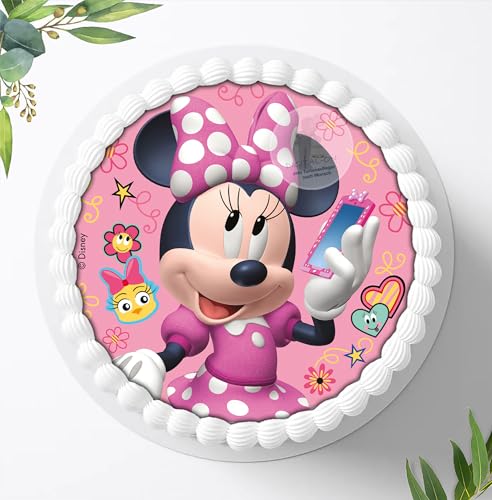 Für den Geburtstag ein Zuckerbild, Oblate mit dem Motiv: Minnie Mouse, Essbares Foto für Torten, Tortenbild, Tortenaufleger Ø 16 cm 00022-E (Oblatenpapier) von Ihr Onlineshop Digital-on 24