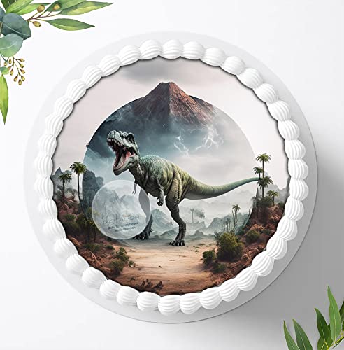 Für die Geburtstags Torte, Zuckerbild Dinosaurier, Essbares Foto für Torten, Fondant, Tortenaufleger Ø 20cm, 1202z H von Ihr Onlineshop Digital-on 24