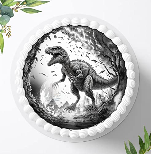 Für die Geburtstags Torte, Zuckerbild Dinosaurier, Essbares Foto für Torten, Fondant, Tortenaufleger Ø 20cm, 1206z von Ihr Onlineshop Digital-on 24