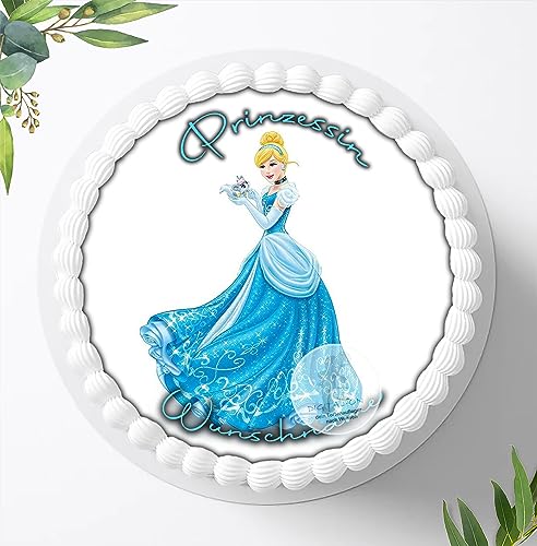 Für die Geburtstags Torte, Zuckerbild kompatibel mit: Disney Prinzessin Cinderella, Essbares Foto für Torten, Fondant, Tortenaufleger Ø 20cm, 311z von Ihr Onlineshop Digital-on 24