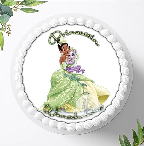 Für die Geburtstags Torte, Zuckerbild kompatibel mit: Disney Prinzessin Tiana, Essbares Foto für Torten, Fondant, Tortenaufleger Ø 20cm, 309z von Ihr Onlineshop Digital-on 24