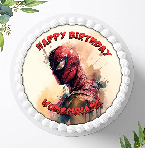 Für die Geburtstags Torte, Zuckerbild mit kompatibel mit: Spider-ManTortenbild, Essbares Foto für Torten, Fondant, Tortenaufleger Ø 20cm, 1070z von Ihr Onlineshop Digital-on 24