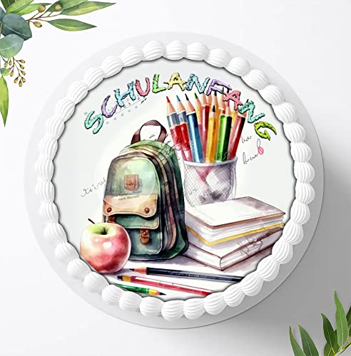 Für die Geburtstags Torte, Zuckerbild zum Schulanfang, Essbares Foto für Torten, Fondant, Tortenaufleger Ø 20cm, 1415z von Ihr Onlineshop Digital-on 24