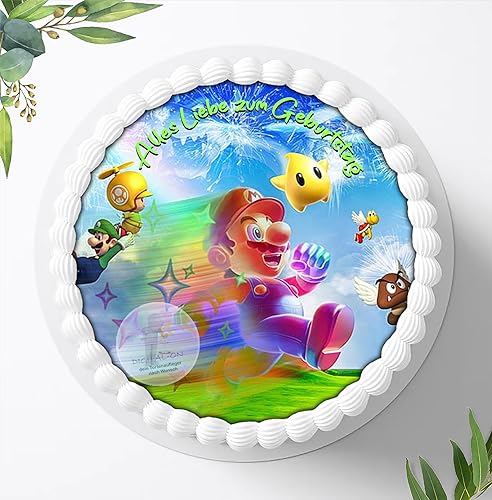 Super Mario, Essbares Tortenbild, Tortenaufleger Ø 20cm - 0235W von Ihr Onlineshop Digital-on 24