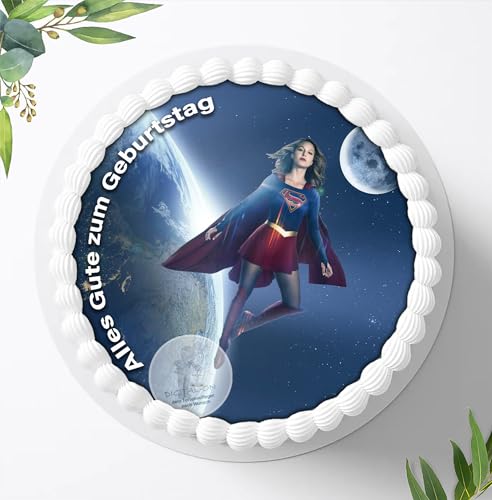 Supergirl , Essbares Foto für Torten, Tortenbild, Tortenaufleger Ø 20cm - Super Qualität, 1111aa von Ihr Onlineshop Digital-on 24