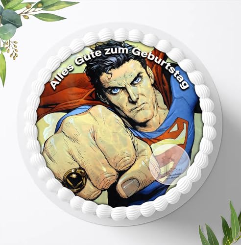 Superman , Essbares Foto für Torten, Tortenbild, Tortenaufleger Ø 20cm - Super Qualität, 1103aa von Ihr Onlineshop Digital-on 24