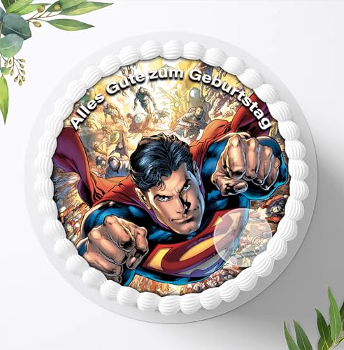 Superman , Essbares Foto für Torten, Tortenbild, Tortenaufleger Ø 20cm - Super Qualität, 1107aa von Ihr Onlineshop Digital-on 24