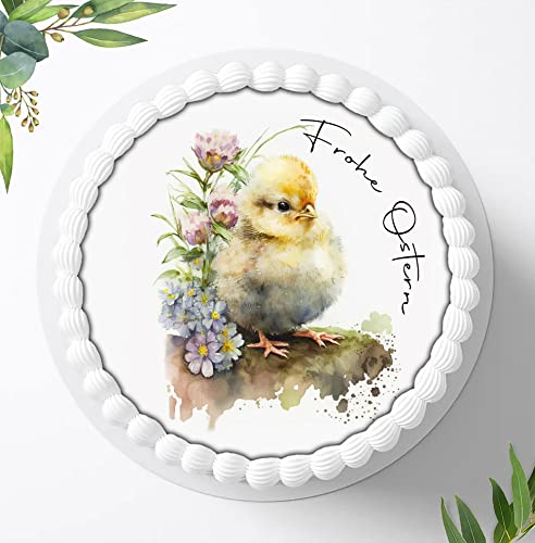 Zauberhafter Oster-Tortenaufleger, Süße Verzierungen für ein romantisches Osterfest, Tortenbild Frohe Ostern, Essbares Foto für Torten, Fondant, Ø 20cm, 1342z von Ihr Onlineshop Digital-on 24