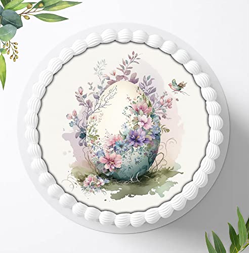 Zauberhafter Oster-Tortenaufleger, Süße Verzierungen für ein romantisches Osterfest, Tortenbild Frohe Ostern, Essbares Foto für Torten, Fondant, Ø 20cm, 1355z von Ihr Onlineshop Digital-on 24