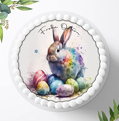 Zauberhafter Oster-Tortenaufleger, Süße Verzierungen für ein romantisches Osterfest, Tortenbild Frohe Ostern, Essbares Foto für Torten, Fondant, Ø 20cm, 1362z von Ihr Onlineshop Digital-on 24