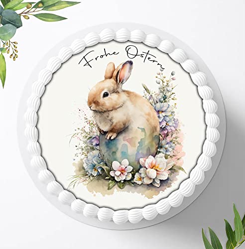 Zauberhafter Oster-Tortenaufleger, Süße Verzierungen für ein romantisches Osterfest, Tortenbild Frohe Ostern, Essbares Foto für Torten, Fondant, Ø 20cm, 1366z von Ihr Onlineshop Digital-on 24