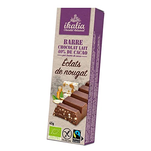 Ikalia Nussnougat-Riegel - Vollmilchschokolade, 45g (12er Pack) von Ikalia