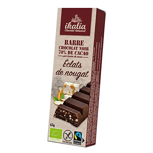 Ikalia Nussnougat-Riegel - Zartbitterschokolade, 45g (12er Pack) von Ikalia