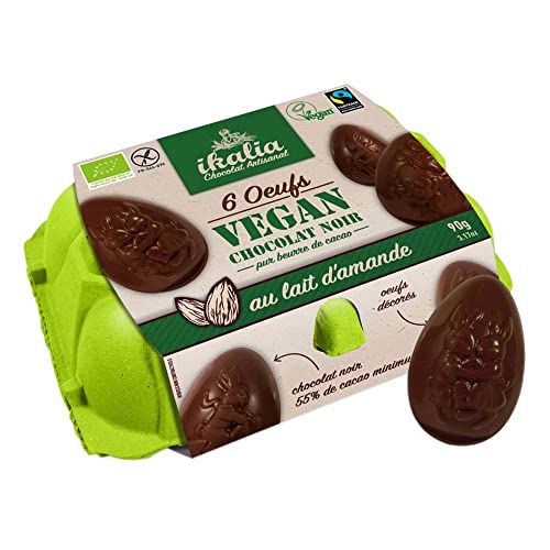 Ikalia Ostereier mit Mandelmilch - Zartbitterschokolade, 90g (4er Pack) von Ikalia