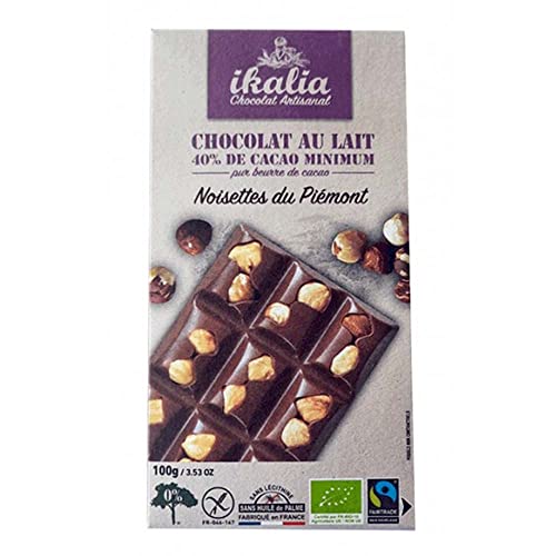 Ikalia Vollmilch Schokolade, 40% Kakao mit ganzen Haselnüssen, 100g von Ikalia