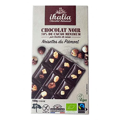 Ikalia Zartbitter Schokolade, 70% Kakao mit ganzen Haselnüssen, 100g von Ikalia