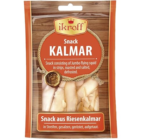 IKROFF Snack aus Riesenkalmar in Streifen, gesalzen, geröstet, aufgetaut (6x36g Pack) von Ikroff