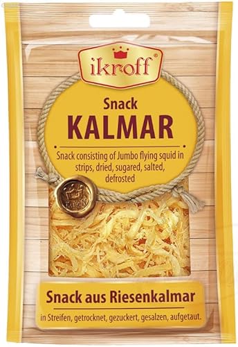 IKROFF Snack aus Riesenkalmar in Streifen, getrocknet, gezuckert, gesalzen, aufgetaut (6x36g Pack) von Ikroff