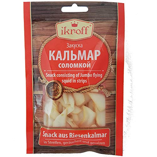 Snack Riesenkalmar geräuchert & gesalzen 5er Pack (5 x 36 g) Beersnack Kalmar von Ikroff