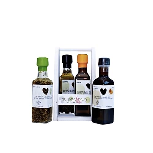 Elegante Kollektion von 4 handwerklich aromatisierten nativen Olivenölen extra Elegante Kollektion von 4 handwerklich aromatisierten nativen Olivenölen extra von Il Tomolo