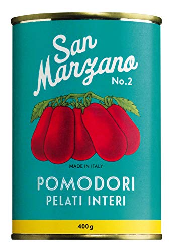 Il pomodoro più buono Geschälte Tomaten aus San Marzano Vintage, Ganze, geschälte Tomaten, 6er Pack (6 x 400 g), inklusiv Schneidbrett aus Hartholz von Il pomodoro più buono