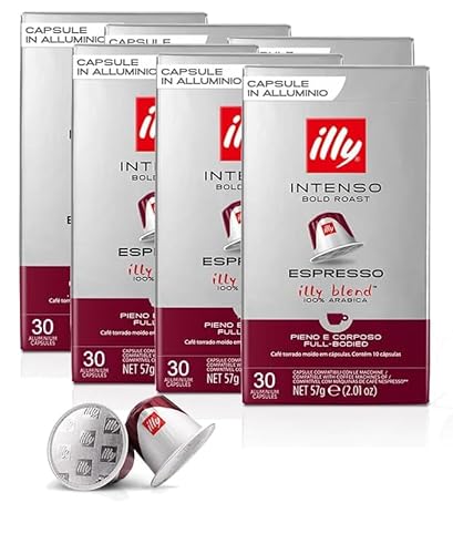 ILLY 240 Kapseln kompatibel mit Nespresso, 8 Packungen mit je 30 Kaffee Gusto Intenso von Illy