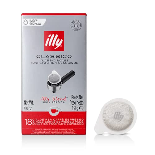 Illy Espresso Single-Servings 18 Stück N-Röstung (normale Röstung) silber/rote Banderole, 2er Pack (2 x 125 g Packung) von Illy
