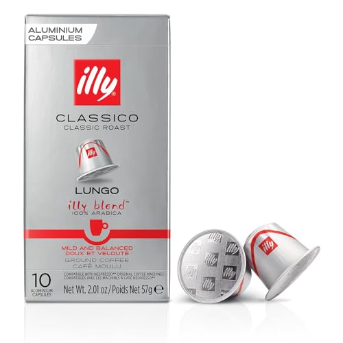 Illy Kaffee Röstung CLASSICO LUNGO in Kompatiblen Nespresso Kapseln - 10 Packungen mit je 10 Kapseln (100 Kapseln) von Illy