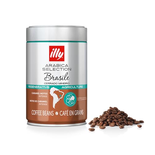 illy Arabica Selection Brasile Cerrado Mineiro Kaffeebohnen: zu 100% aus zertifiziert regenerativem Anbau – 250g Dose von illy