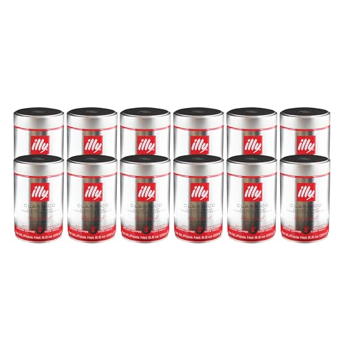 Illy Moka, 100 % Arabica Kaffee, Gemahlener Röstkaffee, Espresso, Normale Röstung, Dose, 12 x 250 g von Illy