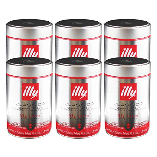 Illy Moka, 100 % Arabica Kaffee, Gemahlener Röstkaffee, Espresso, Normale Röstung, Dose, 6 x 250 g Illy Moka, 100 % Arabica Kaffee, Gemahlener Röstkaffee, Espresso, Normale Röstung, Dose, 6 x 250 g von illy
